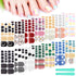 308 Pieces 14 Sheets Toenail Polish Stickers Adhesive Toe Nail Wraps Full Toe Nail Wraps Toenail Polish Strips DIY Glitter Toe Nails Manicure Decal with 2 Pieces Nail Files for Girls (Retro Style)