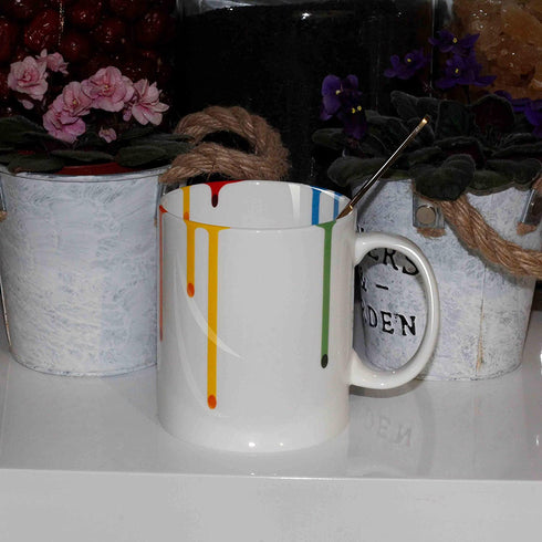 Novelty Art Gallery Colorful Artist Office Coffee Mug Rose Gold Pink spoon, Allow Light To Pass Through Mug?Elegant Gifts for Daughter, Mom, Wife, Gf, Friend, Bff, Boss Lady, Sister