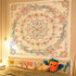 Simpkeely Mandala Floral Medallion Tapestry, Sketched Flower Plant Boho Wall Hanging, Bohemian Hippie Tapestries for Bedroom Living Room Dorm Home D©cor 59.1 x 80 Inches (RosyBrown)