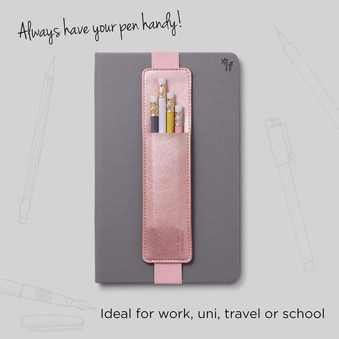 IF Bookaroo Pen Pouch Notebook/Pen Organiser Elasticated A5 Notebook - Rose Gold
