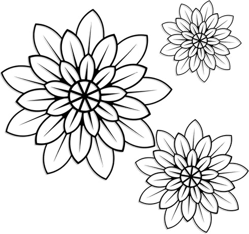 3 Pieces Metal Wall Art Metal Flowers Wall Decor Metal Wall Art Floral Home Decoration for Bedroom Living Room, Bathroom, Kitchen, Outdoor (Black)