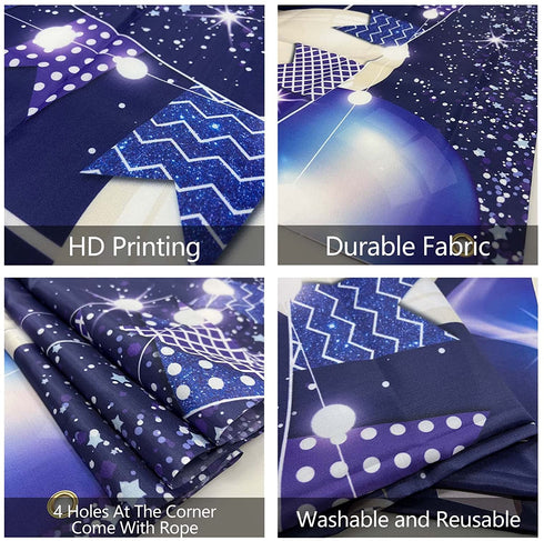 Happy 15th Birthday Banner Backdrop Sign Background 15 Birthday Party Decorations Supplies for Boys Teenagers 6 x 4ft Blue Purple