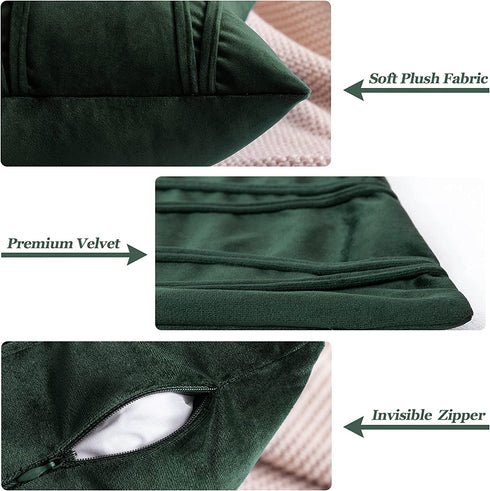MIULEE Pack of 2 Boho Velvet Throw Pillow Covers Decorative Soft Solid Outdoor Cushion Covers for Couch Bed Sofa 18x18 Inch Army Green