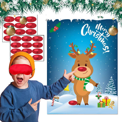 Christmas Party Games for Kids Pin The Nose On The Deer Kids Christmas Games for Party Christmas Activities for Families Pin The Nose On The for Adults Holiday Christmas Day Games