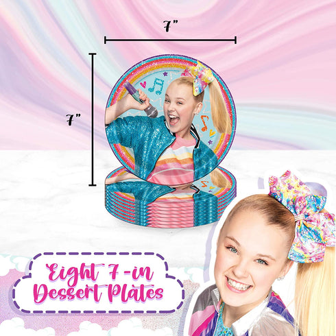 Unique JoJo Siwa Dinnerware Party Bundle | Dinner & Dessert Plates, Luncheon Napkins, Table Cover | Kids Girl Birthday Party Decor Officially Licensed