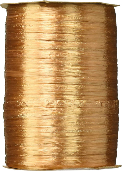 Berwick Offray 1/4'' Wide Pearlized Raffia Ribbon, Gold, 100 Yards