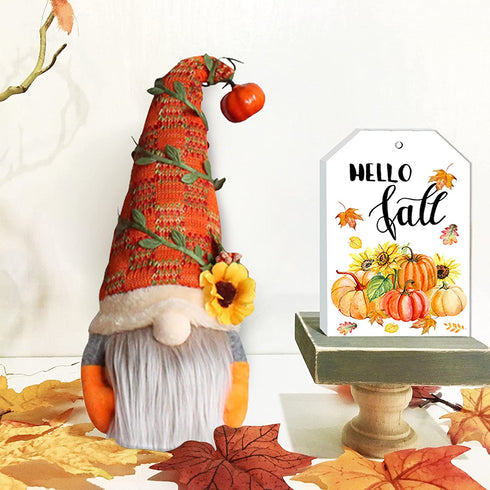 Fall Decor - Fall Tiered Tray Decor - Fall Plush Gnome - Fall Wood Bead Garland - Happy Fall Wooden Sign - Pumpkin Spice Corn Maze Sign - Rustic Farmhouse Home Autumn Thanksgiving Harvest Decor