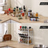 KES 3 Tier Spice Rack Organizer for Countertop, Spice Organizer for Kitchen, Seasoning Jars Condiment Sauce Organizer, Iron and Wood White, KSR512-WH