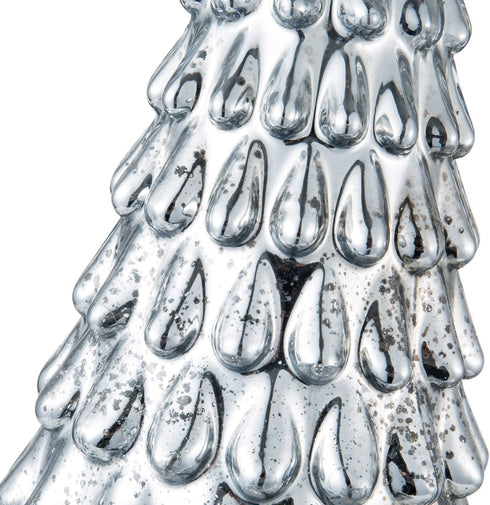 Diamond Star Mercury Glass Christmas Tree Christmas Decoration for Window Tabletop Mantel ( Silver with Embossed Texture, 12.5" Height X 5.5" Diameter )