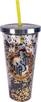 Spoontiques - Harry Potter Tumbler - Hufflepuff Glitter Cup with Straw - 20 oz - Acrylic - Yellow