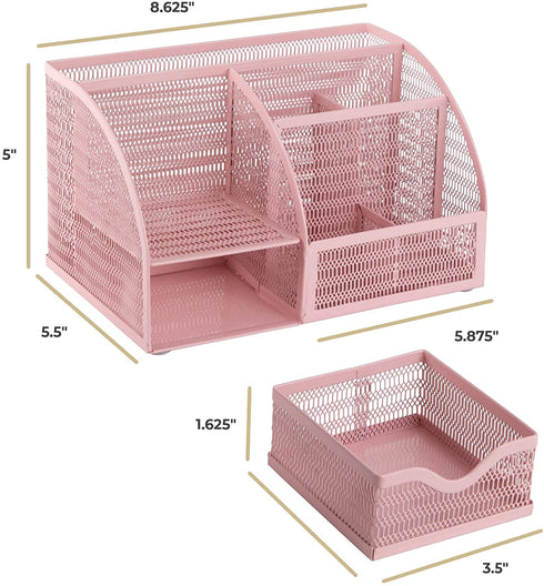 Light Pink Desk Organizer - Cute and Girly Pink Desk Accessories - Office Storage for Girls and Women - Paper Storage and Office Supply Storage - Home Office