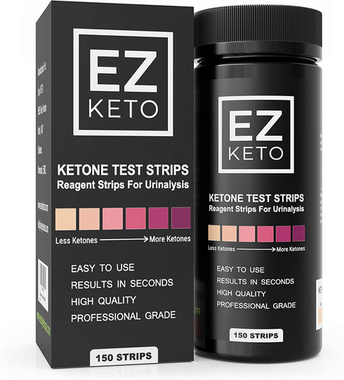 EZ Keto Ketone Testing Strips for Urinalysis with Free App and EZ Keto Start Guide - 150 Test Sticks Measure Ketones. Test if You are in Ketosis. Perfect for Ketogenic Low Carb Paleo & Atkins Diets.