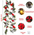 RECUTMS Christmas Garland with Lights Pine Cone Garland Lights Xmas LED Garland for Home Fireplace Mantel Holiday Party Decorations ?Red Flower?