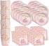 Pink and Gold 1st Birthday Party Supplies Set Plates Napkins Cups Tableware Kit for 16