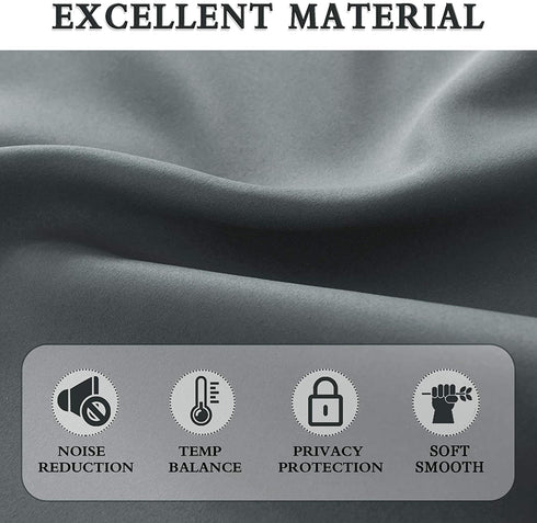 DONREN Medium Grey Small Curtains for Bathroom -Blackout Thermal Insulating Curtain Tiers for Bedroom with Rod Pocket(42 by 36 Inches,2 Panels)