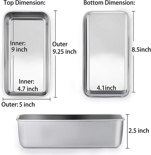 TeamFar Loaf Pan, 9¼" — 5" Bread Loaf Pans Meatloaf Pan Stainless Steel for Baking Bread Cake Lasagna, Healthy & Durable, Oven & Dishwasher Safe - Set of 4