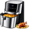 Air Fryer, 6 Quart Air Fryer Oven, Air Fryer Oven Cooker with Recipes, 8 Preset Menus Electric Hot Air Fryers Oven Oilless Cooker with LCD Digital Screen for Baking, Roasting, Dehydrating, with Accessories Black