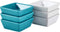 Bruntmor Porcelain Square Baking Ramekins for Souffle, Creme Brulee, Jams, Dipping Sauces, French Onion Soup Oven Safe, Appetizer Sauce Dipping Bowls, (4 Oz, Set of 6), White, Teal