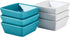 Bruntmor Porcelain Square Baking Ramekins for Souffle, Creme Brulee, Jams, Dipping Sauces, French Onion Soup Oven Safe, Appetizer Sauce Dipping Bowls, (4 Oz, Set of 6), White, Teal