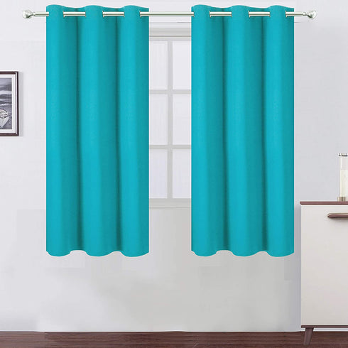 LEMOMO Teal/Turquoise Blackout Curtains/42 x 63 Inch Length Kids Curtains/Set of 2 Panels Grommet Bedroom Curtains for Living Room Curtains