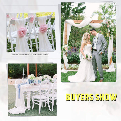 Chiffon Wedding Decorations White Chiffon Runners Christmas 27x120 Inch Romantic 2 Piece Table Linens for Bridal Shower Baby Shower Birthday Party Table Decor
