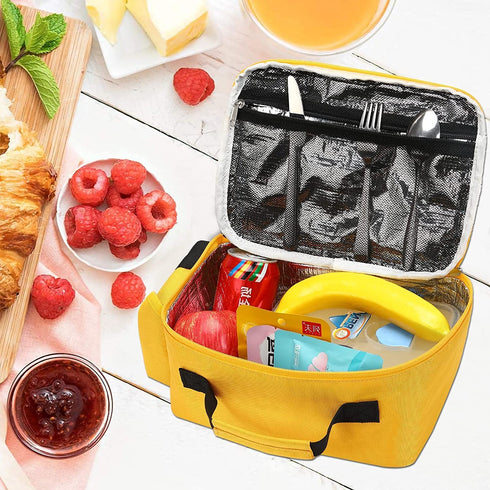 BLUBOON Insulated Lunch Box for Kids Boys Girls School Lunch Bags Reusable Cooler Thermal Meal Tote for Picnic (Yellow School bus)