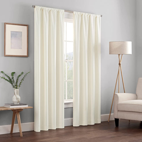 ECLIPSE Kendall Modern Blackout Thermal Rod Pocket Window Curtain for Bedroom or Living Room (1 Panel), 42" x 63", Ivory