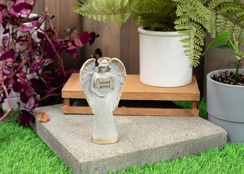 Grasslands Road Beloved Mother Angel Figurines - Memorial Angel Figurine - Memorial Figurines - Memory Figurines, Resin and Glass, 6 by 3 1/4 by 1 3/4 Inches