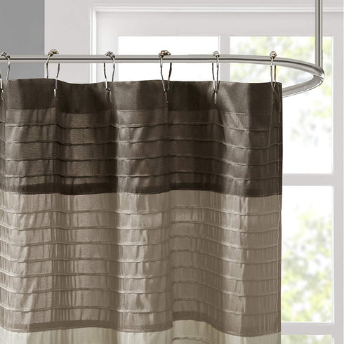 Amherst Fabric Brown Shower Curtain , Pieced Transitional Simple Shower Curtains for Bathroom , 72 X 72 , Natural