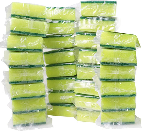 Sadocom 30 Pack Sponge Individually Wrapped, Non Scratch Scrouing Sponges for Household Cleaning, Dishes, Kitchen, Apartment.