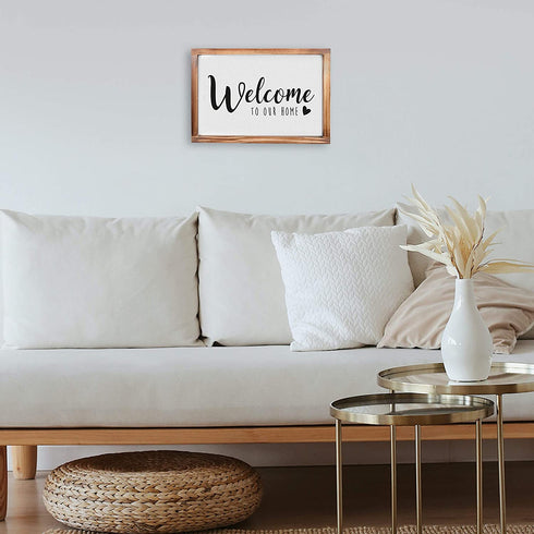 Welcome to Our Home Sign -Rustic Farmhouse Decor for the Home Sign - Wall Decorations for Living Room, Modern Farmhouse Wall Decor, Rustic Wall Hanging Welcome Sign with Solid Wood Frame -11x16 inches