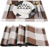 smile of hope Brown and White Buffalo Check Plaid Placemats Set of 4, Kitchen Dining Table Waterproof Decorative Placemats, Imitation Hempable Heat Resistant Table Mat 12x18 Inches