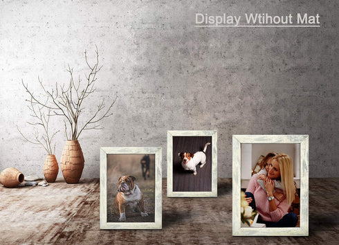 Alkerman 4x6 Picture Frames ?pack of 2?,Display Pictures 3.5x5 with Mat or 4x6 Without Mat, Rustic White Wood Pattern High Definition Glass for Table Top Display and Wall Mounting Photo Frame
