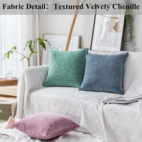 Home Brilliant Modern Decorative Throw Pillow Protectors Super Soft Chenille Plush Velvet Cushion Covers for Kids, 20x20 inches, Set of 2, Teal