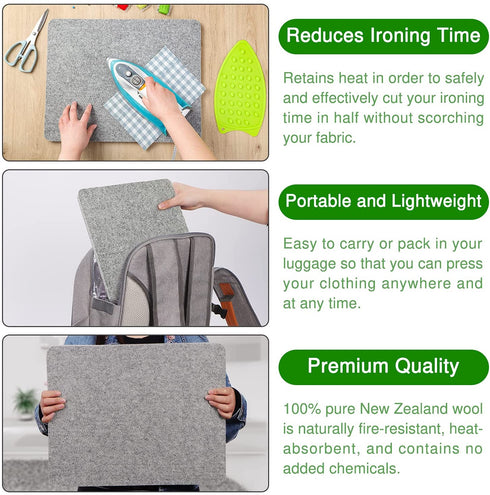 Wool Pressing Mat for Quilting, Wool Ironing Mat for Quilters, Iron Mat for Table Top Ironing Board Tabletop, Quilting Supplies, Sewing Supplies Notions, Sewing Accessories and Supplies, Ironing Pad