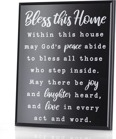 Bless this Home Wall Decor House Blessing Plaque - Housewarming Present for New Home Living Room Art or Farmhouse Entryway Sign - Homeowner Gift Religious Christian Decoration