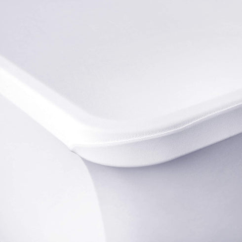 Obstal 6ft Stretch Spandex Table Cover for Standard Folding Tables - Universal Rectangular Fitted Tablecloth Protector for Wedding, Banquet and Party ?White, 72 Length x 30 Width x 30 Height Inches?