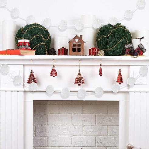 Dxhycc 76 Inch Yarn Pom Pom Garland 10 Balls 3.15inch Christmas Hanging Pom Garland Pom Pom Ball Garland Christmas Hanging Banner for Christmas Tree Wall Festivals Wedding Home Decoration, White