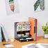 Marbrasse Upgraded Wooden Pencil Organizer, Multi-Functional Pencil Holder with Bookend + Drawer, DIY Art Supply Organizer, Easy Assembly Desktop Organizer Storage (Black)