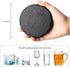 GOH DODD Drink Coasters with Holder, 8 Pieces Rustic Round Slate Stone Coasters 4 Inch Handmade Coasters for Bar and Home, Black