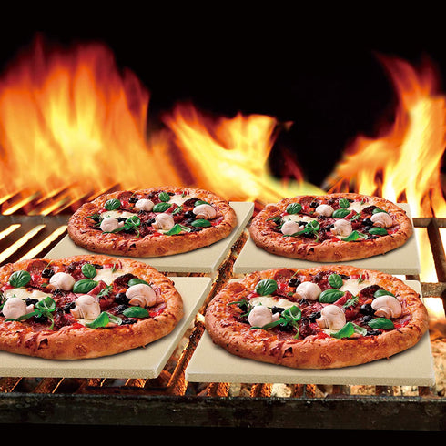 Cook N Home Pizza Grilling Baking Stone, 7.5"x7.5"x0.5" 6 pack, Cream
