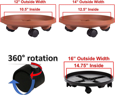 Bloem Fiskars 95122C 12-Inch Round Plant Caddy, Color Terracotta