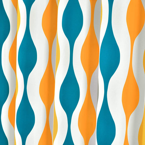 Lush Decor Mid Century Geo Shower Curtain, 72" x 72", Turquoise & Orange