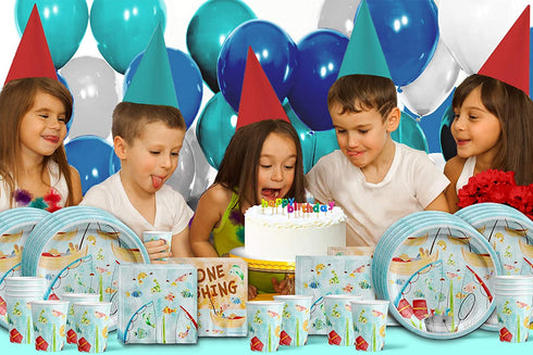 Little Fisherman Fishing Birthday Party Supplies Set Plates Napkins Cups Tableware Kit for 16