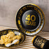 Crisky 40th Birthday Plates Black and Gold Dessert, Buffet, Cake, Lunch, Dinner Plates for 40th Birthday Decorations Party Supplies, Cheers to 40 Years! 50 Count, 9" Plate