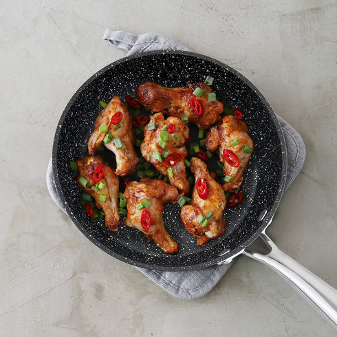 JEETEE 9.5 Inch Frying Pan Nonstick Skillet Marble Stone Pan Induction Cookware PFOA Free, Oven Safe