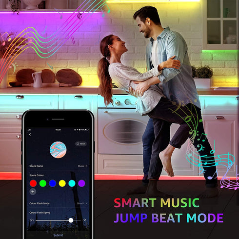 Lepro Led Strip Lights 16.4ft Smart Light Strips with App Control Remote, 5050 RGB Led Lights for Bedroom, Music Sync Color Changing Lights for Room Party