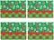 Table Placemats Kitchen Dining Place Mats Wipeable Dinner Mats Green Christmas New Year Table Mat Square, Set of 4 Washable Placemat, 45 x 30 cm
