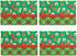 Table Placemats Kitchen Dining Place Mats Wipeable Dinner Mats Green Christmas New Year Table Mat Square, Set of 4 Washable Placemat, 45 x 30 cm