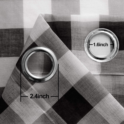 Hiasan Buffalo Plaid Sheer Curtains - Light Filtering Voile Checkered Curtains for Living Room and Bedroom, 52 X 84 Inches Long, Set of 2 Window Curtain Panels, Black and White